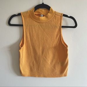 Yellow H&M Divided Crop Top - mock neck tank top